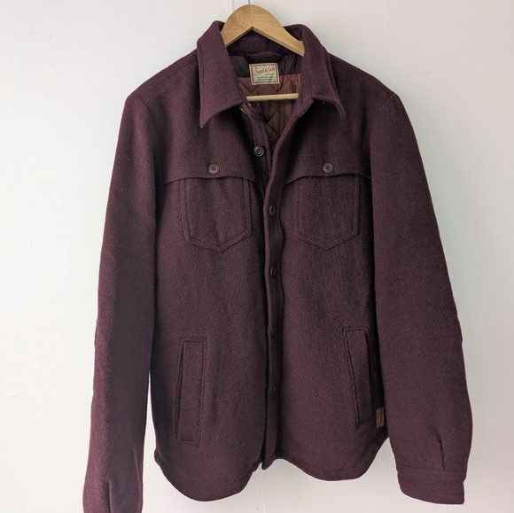 Scotch & Soda Men's Wool Burgundy Maroon Button-up Shirt Jacket Lined Size M - Picture 2 of 15